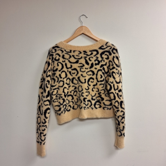 For Love and Lemon's Frankie Animal Leopard Print Knit Crop Cardigan Sweater - Picture 3 of 6